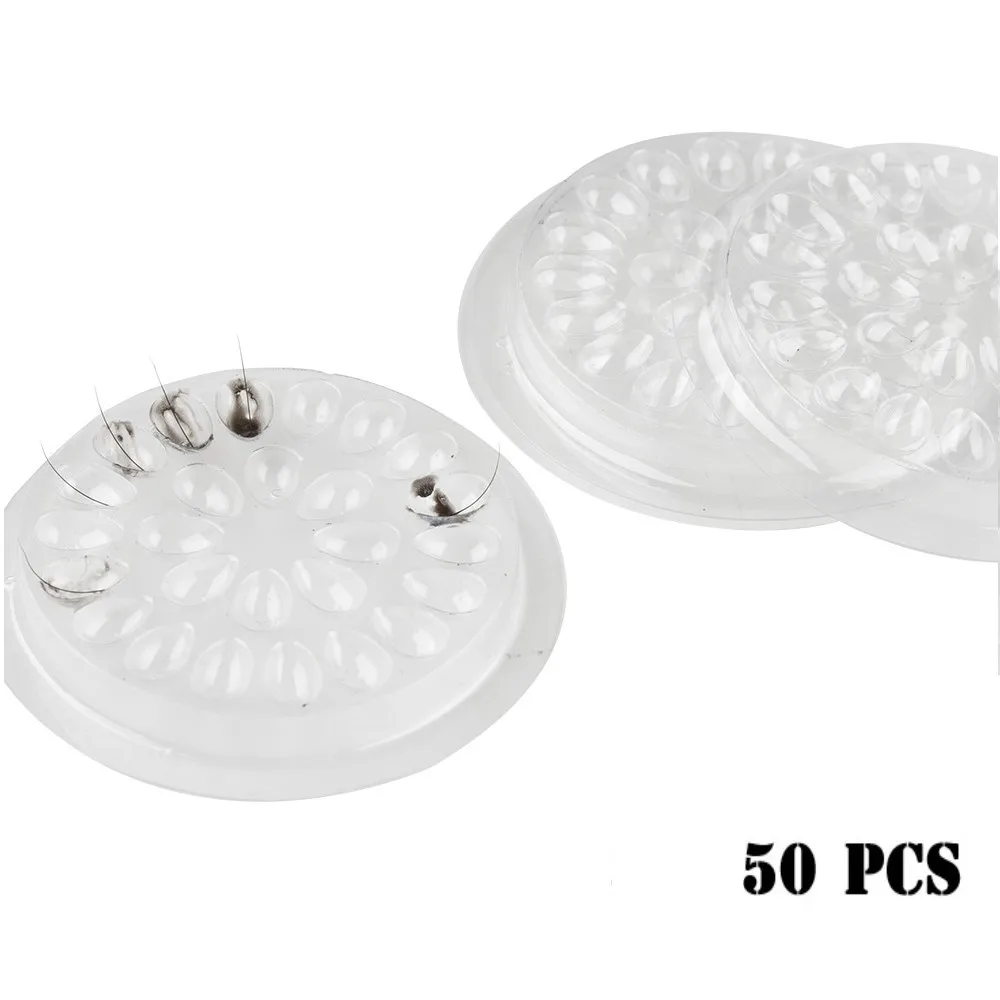 

50pcs Disposable Plastic Glue Holder Gasket Flower Shape For Eyelashes Extension Adhesive Pallet Tools 4.7cm Makeup Tool