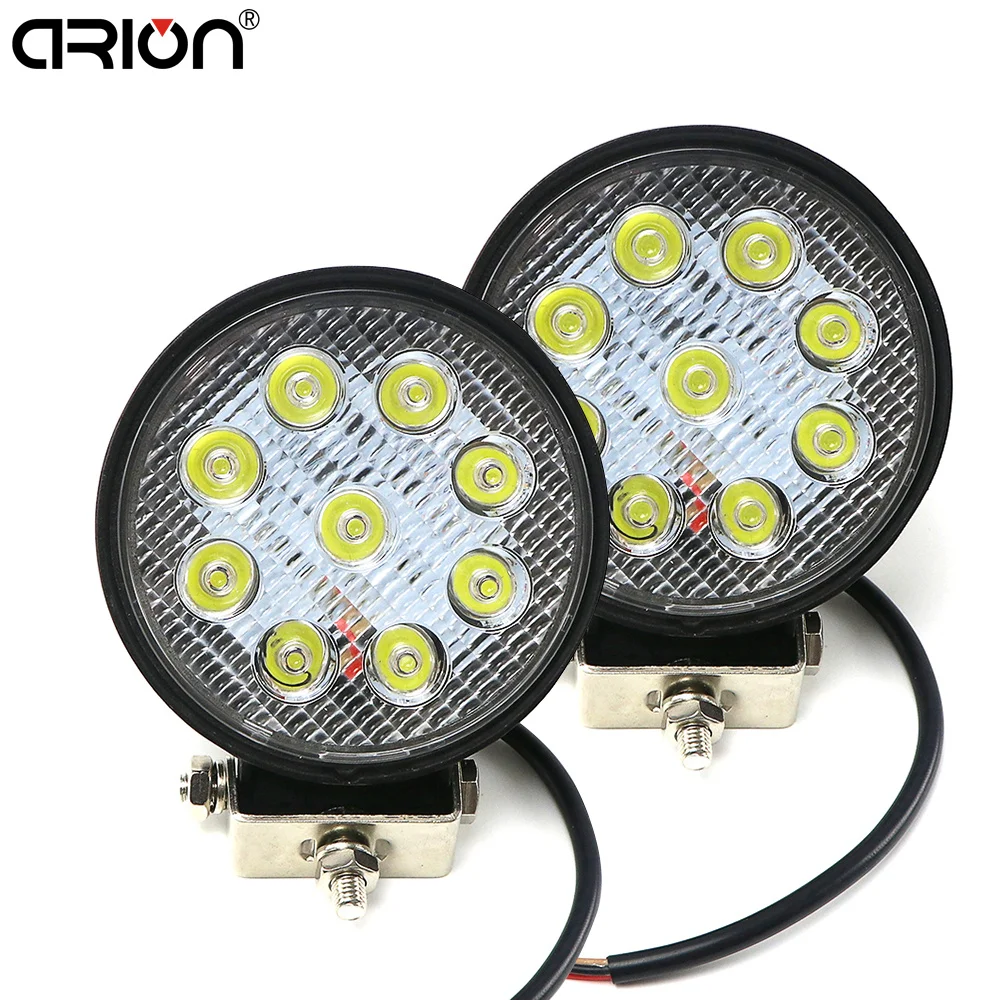 

1Pcs 2Pcs 4 Inch 27W LED Work Light Floodlight 12V 24V Round LED Offroad Light Lamp Worklight for Off road Motorcycle Car Truck