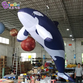 

Free shipping 5.5m giant hanging inflatable killer whale model for decoration customized blow up whale model for promotion toys