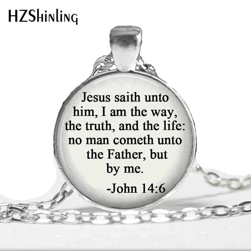 

2017 Christian Pendant Necklace Jesus Saith Quote Necklace Gospel Of John 14:6 Bible Verse Pendant Jesus Scripture Jewelry HZ1