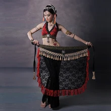 Цветочные Кружева Племенной танец живота одежда шипованных размера плюс 3 шт бахрома для костюмов набор женских укороченных топов пояс брюки