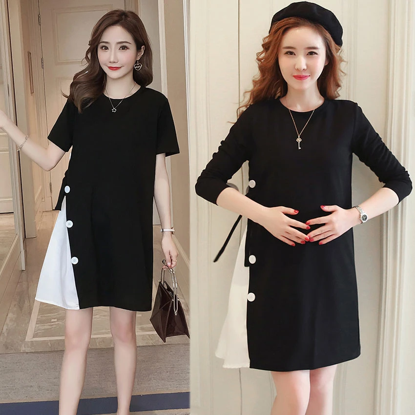 black cotton maternity dress