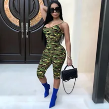 WEANIA Ladies Camo Sheath Playsuit Jumpsuit 2018 Summer Slash Neck Sleeveless Backless Slim Jumpsuit Female Military Jumpsuit