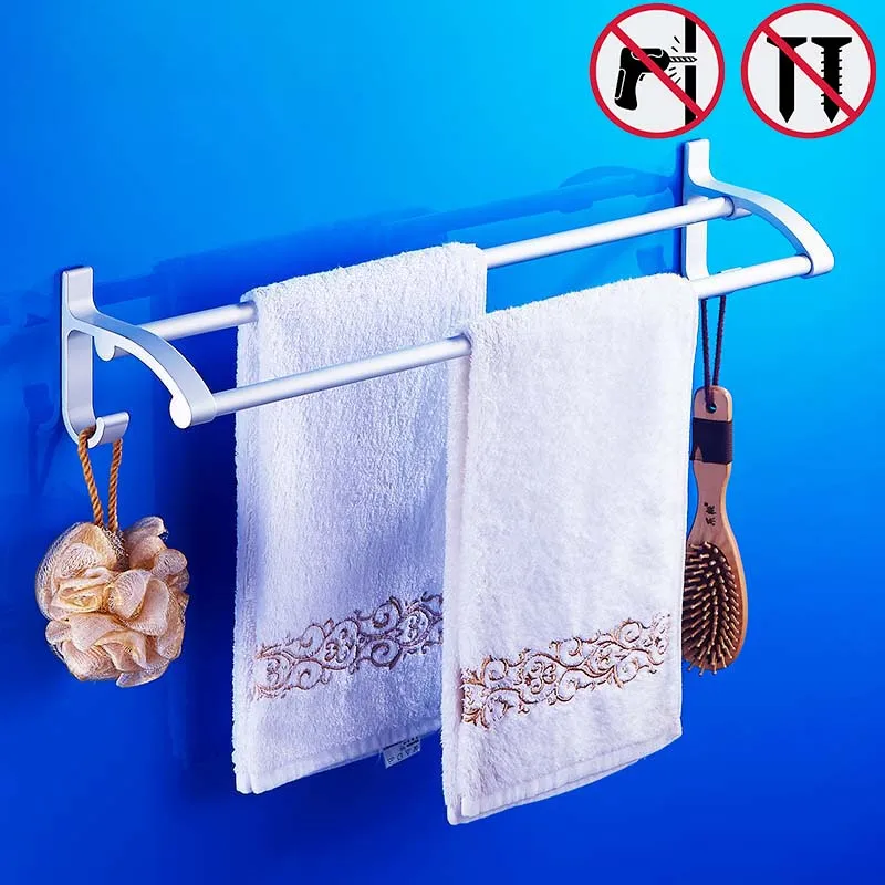 Nail free High Quality Silver Towel Holder Bathroom 50cm Towel bars