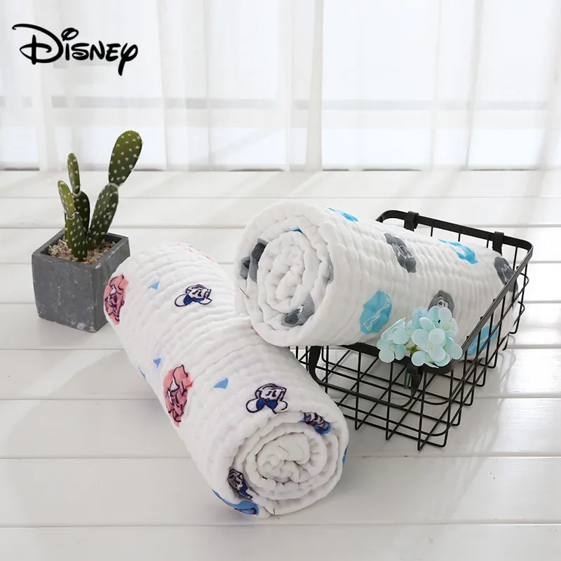 Disney хлопковое детское Марлевое банное полотенце 110*110 см одеяла с принтом одежда для малышей детские купальные полотенца