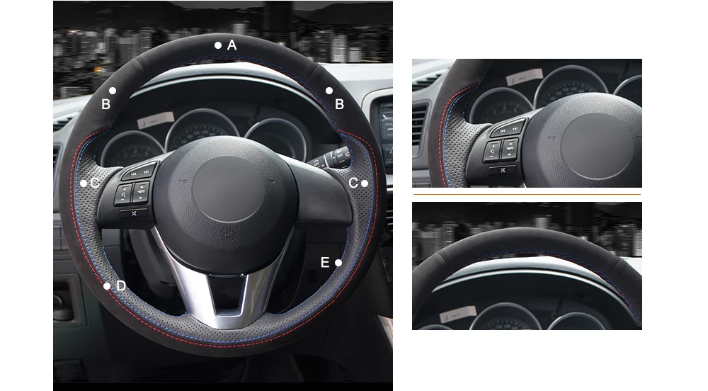 MEWANT черный кожаный чехол рулевого колеса автомобиля для Mazda 3(BM) Axela Mazda 6(GJ) Atenza Mazda 2 CX-3 CX-5(KE) Scion iA