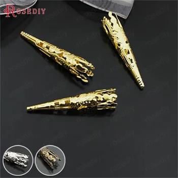 

(27300)50PCS 41x8MM Gold Color Iron Long Beads Caps Tassel Caps Diy Jewelry Findings Accessories Wholesale
