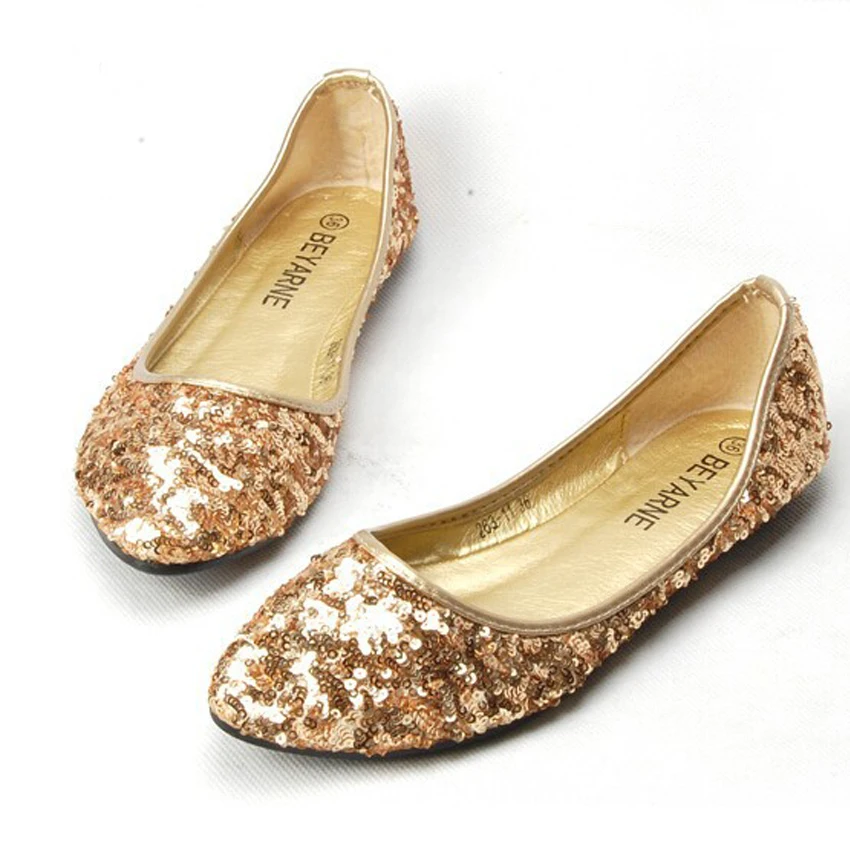 gold sequin flat sandals