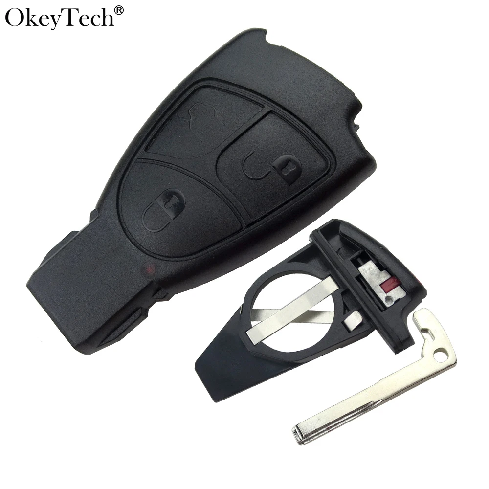 Okeyetch 3 Buttons For Smart Key Case With Blade For Mercedes Benz A B C E
