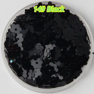 

3000pcs/lot PVC Sequins 6mm Flower With 1 Center Hole Plum Blossom Flat Loose DIY Sewing Materials 14# Black Confetti