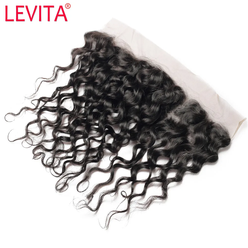 

LEVITA Peruvian Water Wave Lace Frontal Closure 13*4 Transparent Frontal Remy Hair Free Part Swiss Lace 10-20 Inch 120% Density