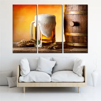 

nostalgic posters canvas print Painting 3 Pieces barrel beer poster Wall Picture For Living Room cafe bar pub living room SL-031