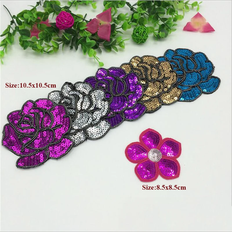 20pcs parches para la ropa Flower Sequined Patches For Clothing
