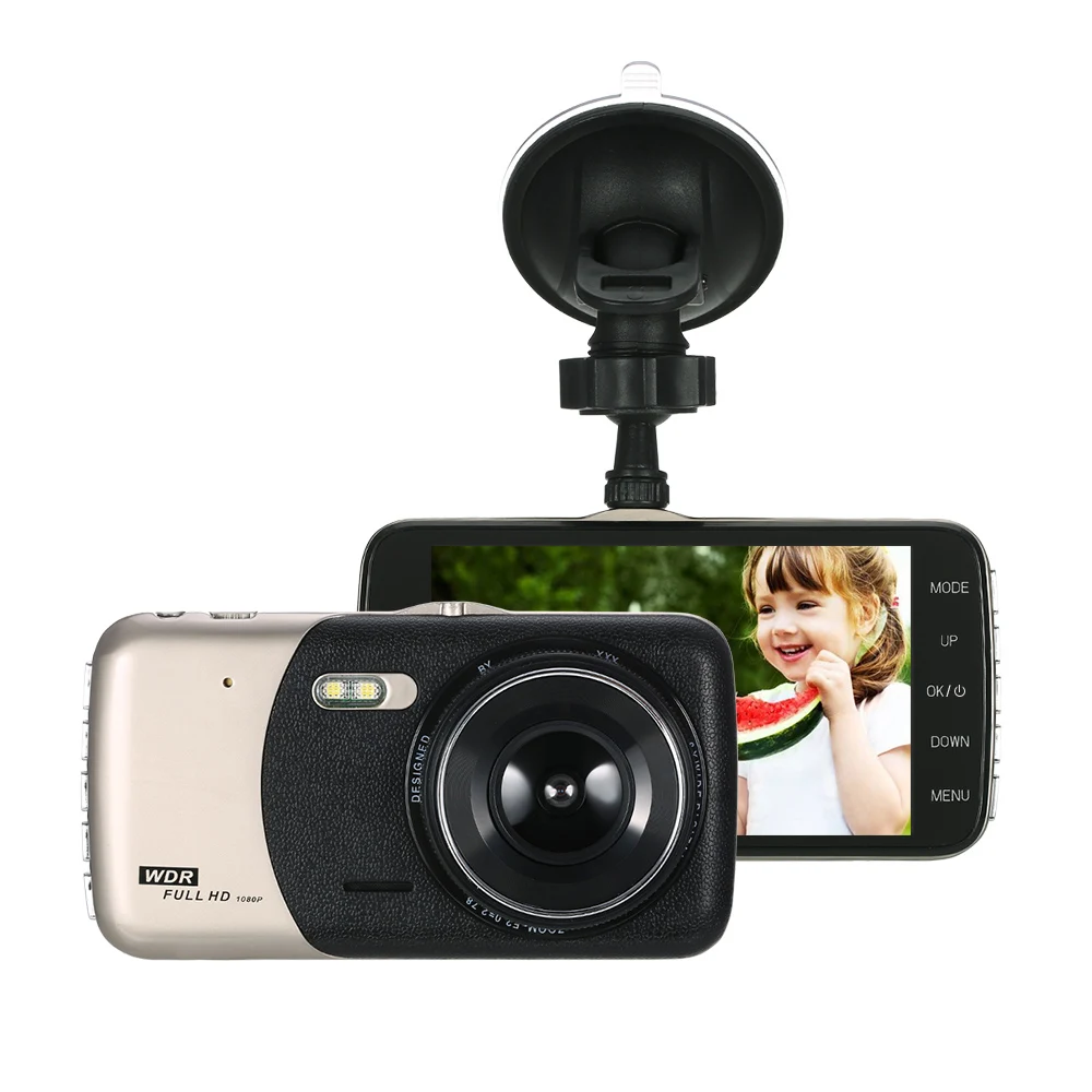 

4" Dual Lens Car DVR Camera Dash Cam Video Camcorder GPS Navigation Rear View Mirror with Rearview Camera with LED Night Vision