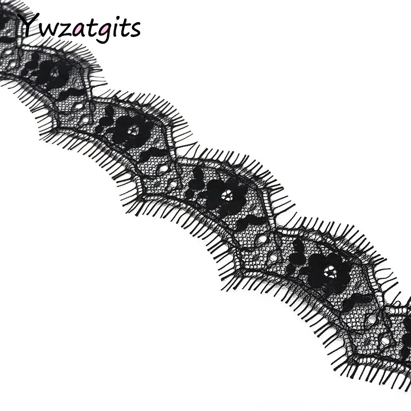 Ywzatgits 3 ярдов 40 мм черный/белый вышитые ресницы кружево ткань отделка ленты DIY Швейные материалы ручной работы для поделок YR0106