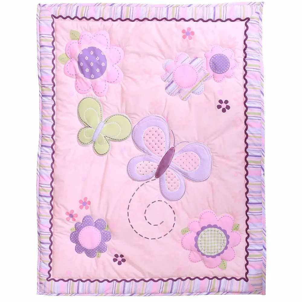 Butterfly Baby Bedding Set Children 4 Pcs Set Baby Cot Cotton Cartoon Animal Pattern Bedding Sheets Include Comforter