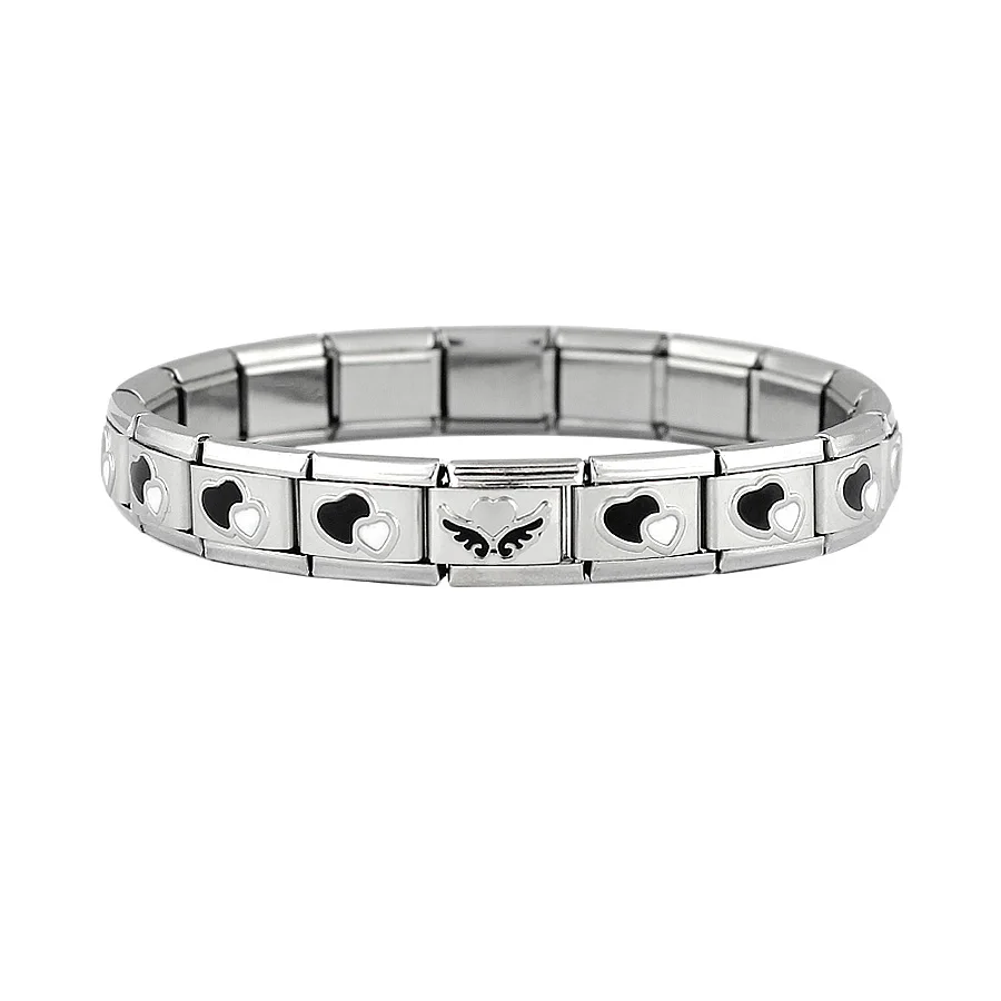 New-Stainless-Steel-Bracelet-Fashion-Charm-For-Women-Bracelet-Bangles-Footprint-Love-Cupid-I-Love-Family
