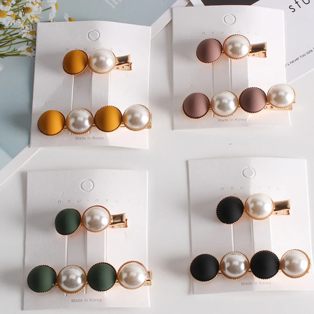 

2Pcs/set Fashion Candy Scrub Bead Hairpins Hair Accessories Hit Color Imitiation Pearl Hair Clips Barrettes Women Hairgrip