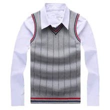 Men Autumn Winter Cashmere Classic Vest Sweater Men Sleeveless Sweaters Solid Color V-Neck Wool Pullovers Men Jersey Hombre 3XL