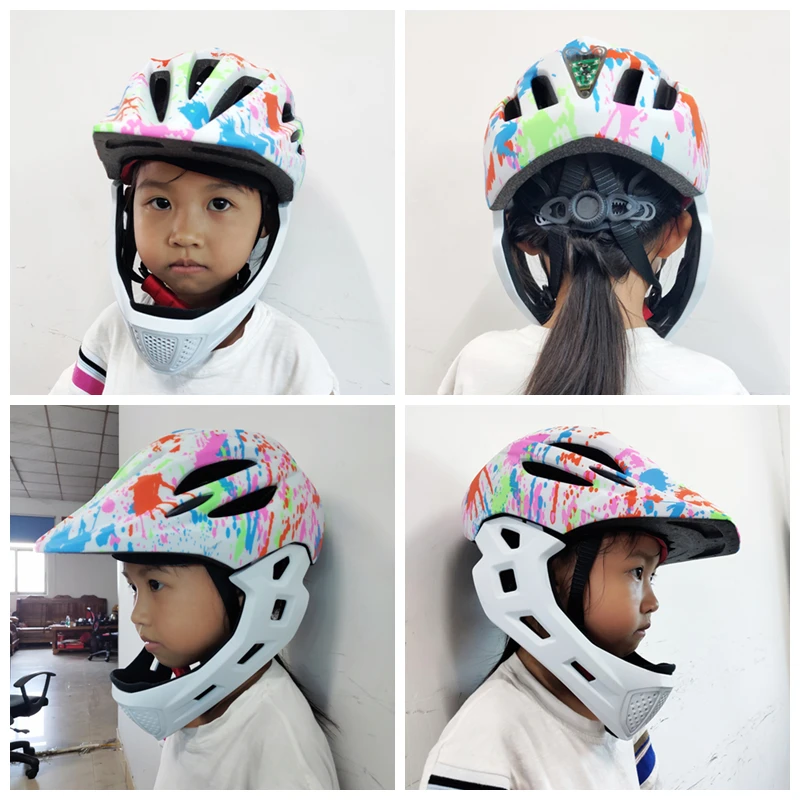 Ftiier Детский велосипедный шлем со съемным Pro защиты детей полный уход за кожей лица велосипед Велоспорт Светодиодный горы Mtb дорожный шлем Ciclismo