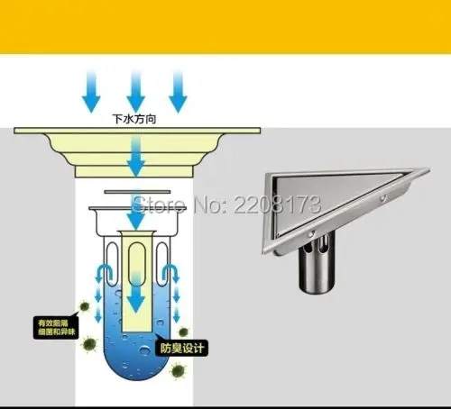 Скрытый Тип треугольная Плитка вставка пол отходов решетки душ слив SUS304 сток в полу из нержавеющей стали аксессуары для ванной комнаты