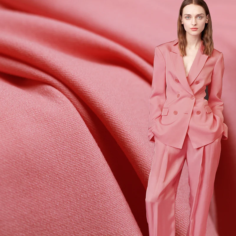 

Pearlsilk 150cm width pink colour elastic worsted wool garment materials Autumn suit pants DIY clothes fabrics Freeshipping