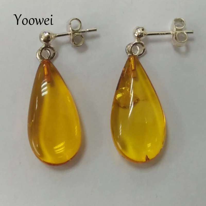 Yoowei Amber Earrings for Women Elegant Gift Original Drop Amber Dangle