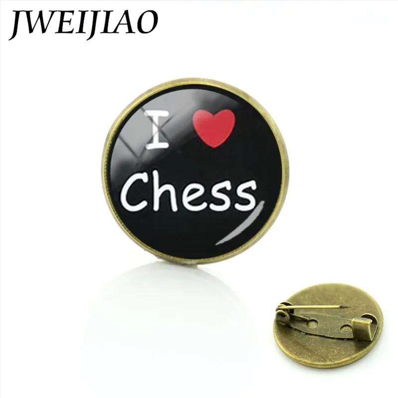 E592 JWEIJIAO Новое поступление я люблю Броши с рисунком на тему шахмат коллекция памятей от любителей шахмат для женщин и мужчин брошь на булавке ювелирные изделия E590 - Окраска металла: E592