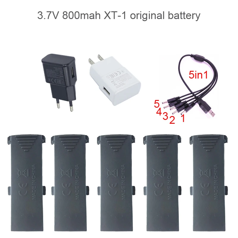 

lamsam 3.7V 800mAh Lip Battery for Attop XT-1 RC Drone FPV Drone XT-1 Foldable Quadcopter Drone + multi-charger cable(1in5)