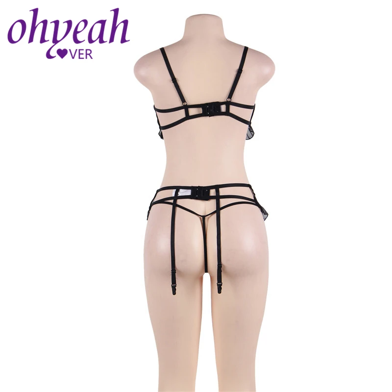 Ohyeahlover Lingerie Sets 2018 Women Black Lace 3 Piece Open Bust Bra Set RM80512 Big Size Women Panties Lenceria Para Mujer Ohyeahlover Lingerie Sets 2018 Women Black Lace 3 Piece Open Bust Bra Set RM80512 Big Size Women Panties Lenceria Para Mujer
