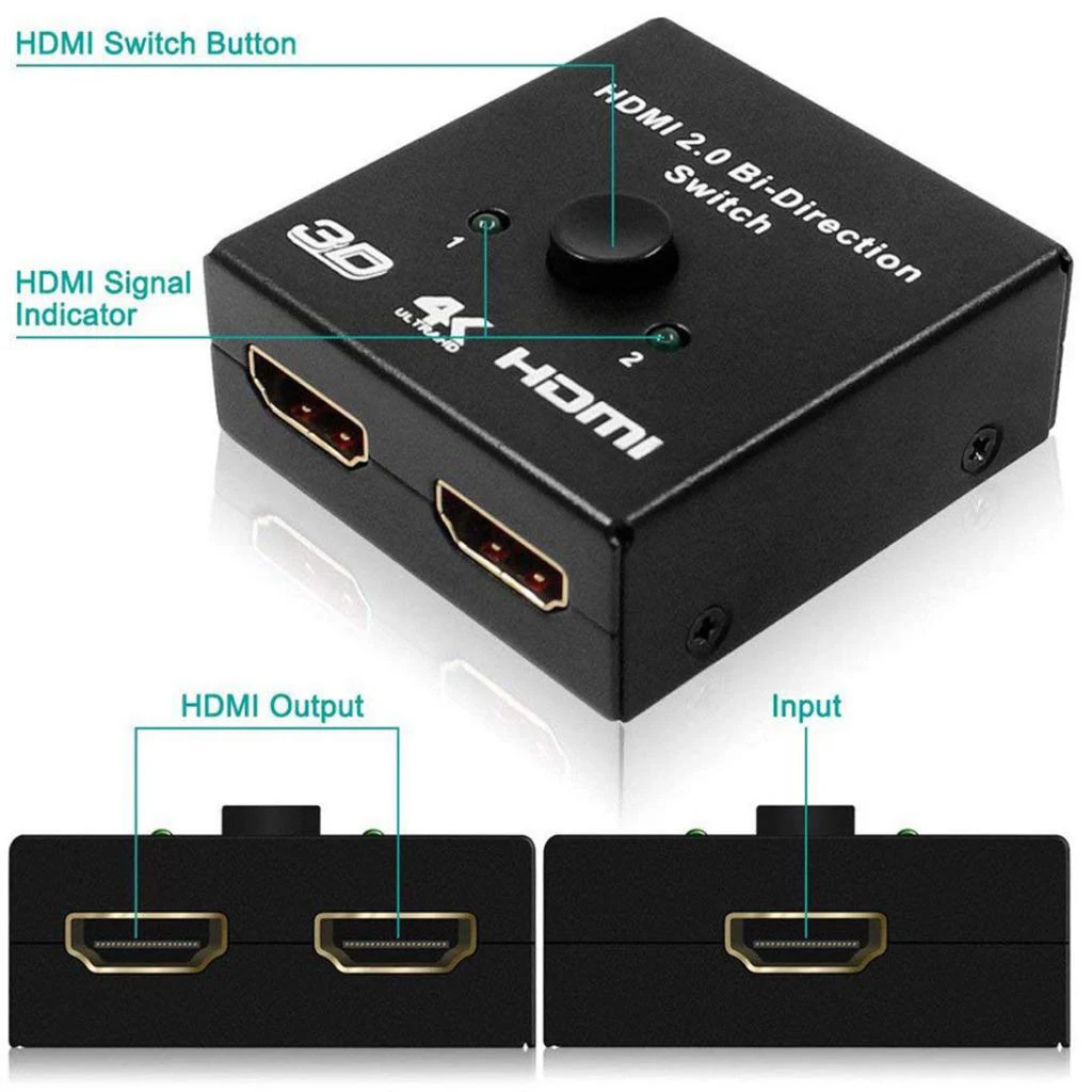 HDMI 2.0 Bi-Directional Switch Switcher Splitter Hub Selector Support 3D 4K 