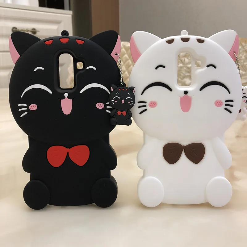 

For Samsung Galaxy J8 2018 3D Silicon Lucky Cat Cartoon Soft Cell Phone Case Cover for Samsung Galaxy J6 2018 J600 J42018