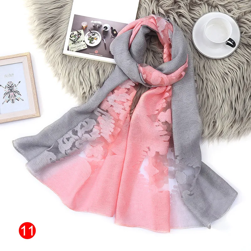 

Women Gradient Hollow Cut Flower Scarf Lightweight Long Shawl for Spring Summer -MX8