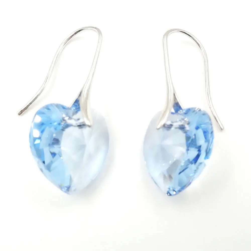 SHDEDE Heart Crystal from Swarovski Long Dangle Drop Earrings Jewelry For Female Bijoux Women Gift *24797