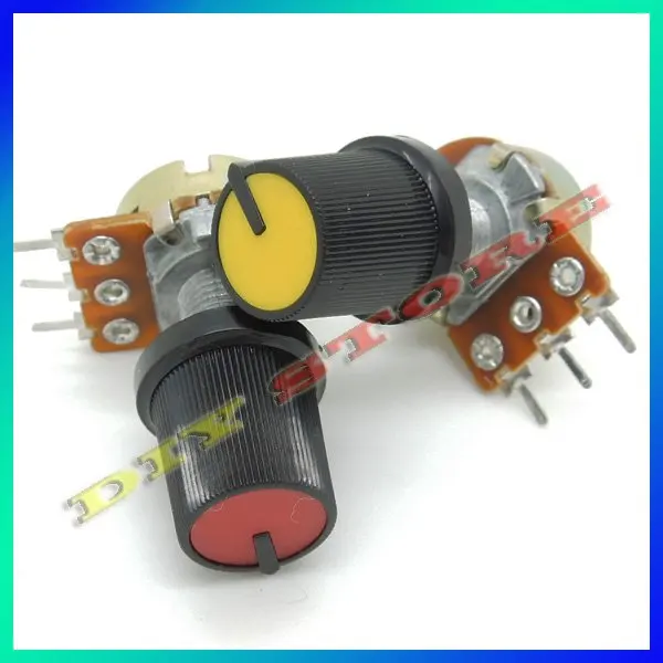 50pcs B10K with potentiometer knobs 10K Ohm Liner Taper Potentiometer