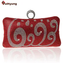 Neue frauen Strass Kupplung Exquisite Diamant Ring Bannfarbe Abendtasche Hochzeit Braut Handtasche Kette Umhängetasche