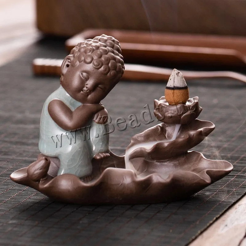 

The Little Monk Smoke Waterfall Backflow Incense Burner Cones Home Decor Small Buddha Incense Holder Censer Home Office Teahouse
