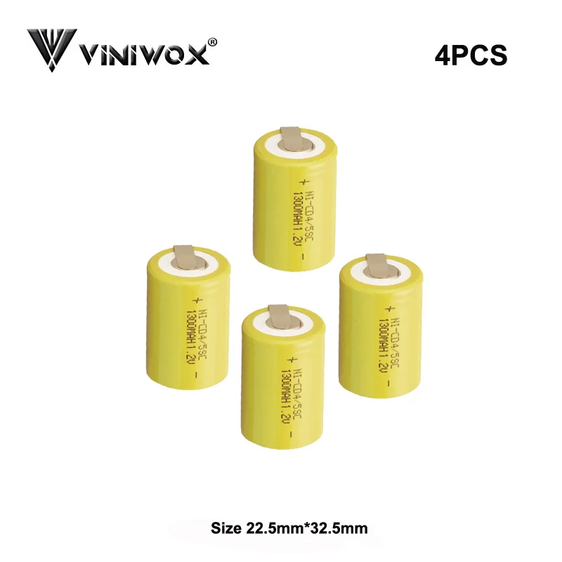 Перезаряжаемые аккумуляторы 4/5SC Ni-CD 1300 мАч 1,2 V Мощность инструмент Батарея Subc-гидридных и никель-кадмиевых типов аккумуляторов сотового аккумулятора для электрических Батарея пакеты 9,6 V 6V - Цвет: 4PCS