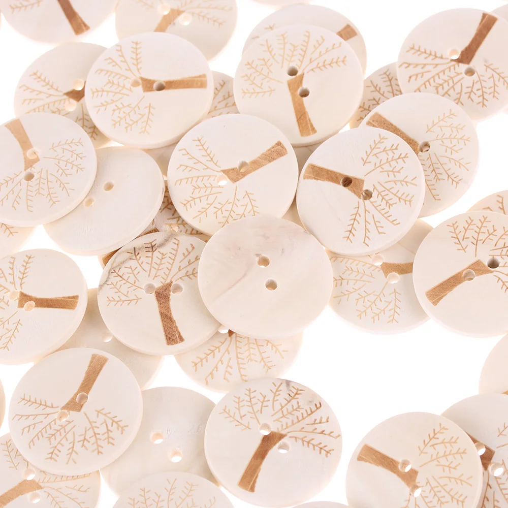 

50 Pcs/ Lot 2 Holes Wooden Button For DIY Scrapbooking Patchwork Sewing Crafts Decorative Big Tree Decoration