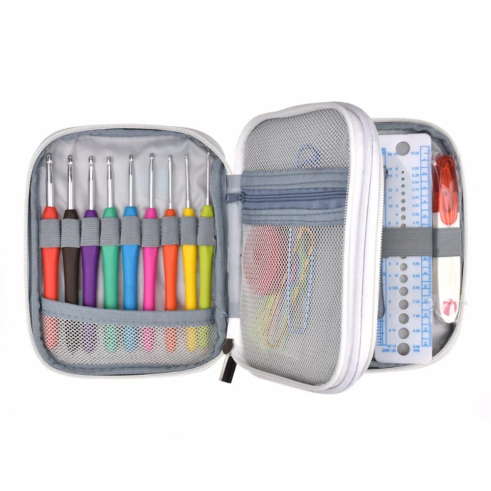Looen Mix 21 Sizes Crochet Hooks Set Yarn Knitting Needles Sewing Tools Full Set Knit Gauge Scissors Stitch Holders DIY Craft  (2)