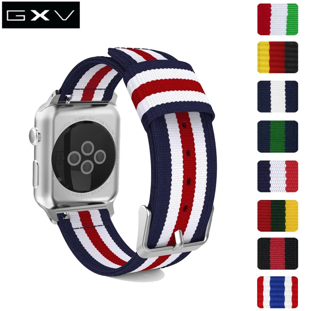 GXV спортивный тонкий тканый нейлоновый ремешок для Apple Watch Series 4/2/1 Регулируемый