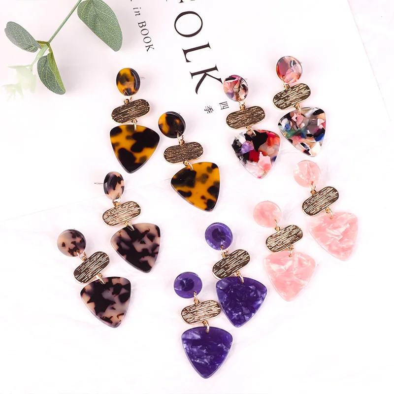 Vintage Drop Acrylic Earrings for Women 2018 Statement Long Geometric Acetic Acid Metal Dangling Elegant Fashion Earring Jewelry (3)
