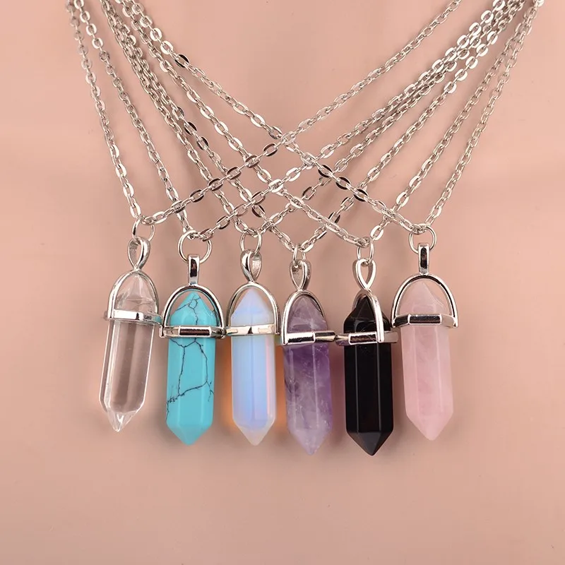 unifeather Hexagonal Column Necklace Natural Crystal Stone Pendant Chains Necklaces For Women Jewelry Gifts 8229 unifeather Hexagonal Column Necklace Natural Crystal Stone Pendant Chains Necklaces For Women Jewelry Gifts 8229