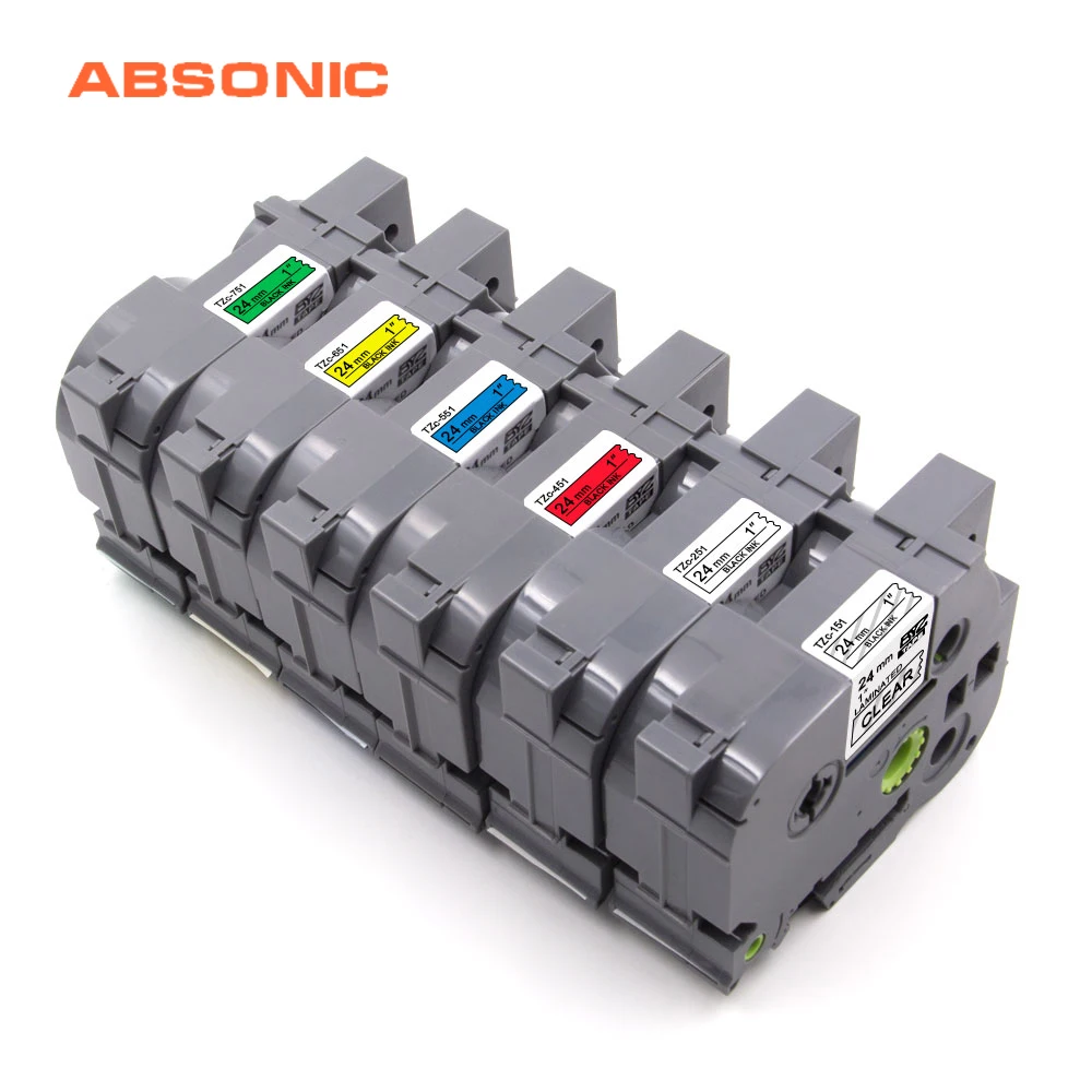 

Absonic 6PCS TZ Tape 24mm Compatible For Brother P-touch Label Maker Tape TZe TZ151 TZ251 TZ451 TZ551 TZ651 TZ751 Printer Ribbon
