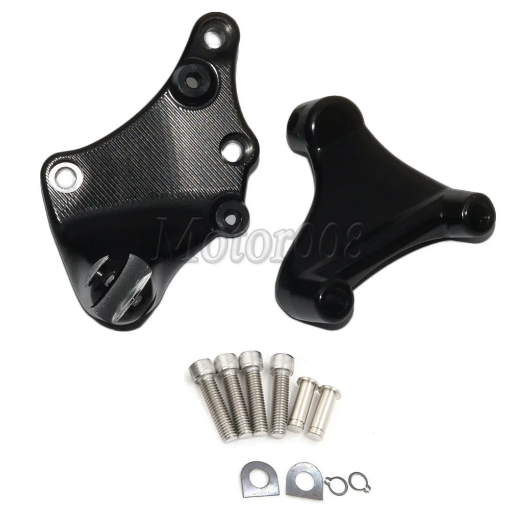 Black CNC Aluminum Rear Passenger Foot Peg Bracket Mounts Footrest Fit