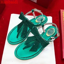 

Charming Fairy flowers Crystal studded Flats Sandals women Bohemia flip flops ethnic Hot sell summer dress party Shoes ladies 42