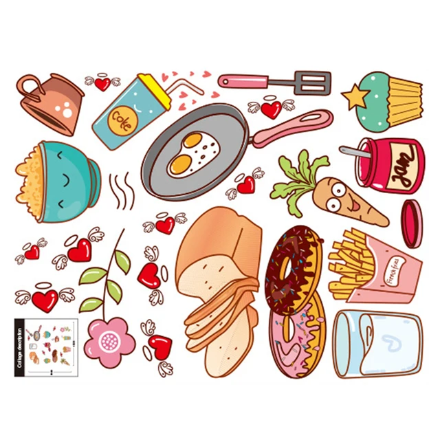 2018 Removable Kitchen Sticker Vinyl Material DIY Cartoon Cooking