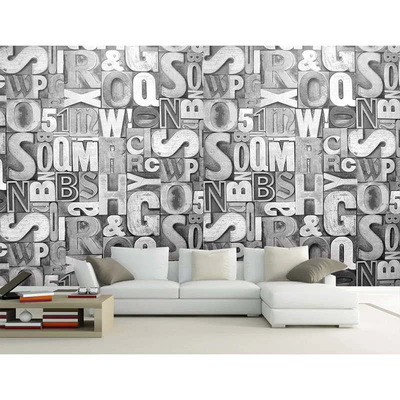 3d letters Relief wall paper mural for TV background wall 3d Stone