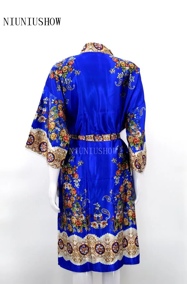 Женский Атласный халат с принтом, женское элегантное цветочное кимоно, сексуальная ночная рубашка, банный халат, одежда для сна, большие размеры