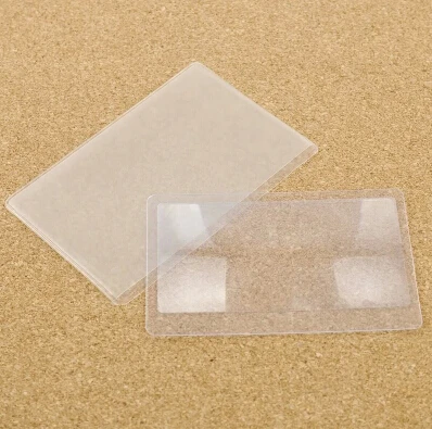 

100pcs/lot Ultra Thin Wallet Credit Card Portable Reading Hand Held Magnifier PVC Plastic3X Magnifying Lens Pocket Pages Cards